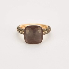 POMELLATO - Nudo Maxi - Bague en Or rose, Pierre de lune et Diamants cognac