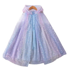 Girls Hooded PRINCESS CAPE Sparkling Stars Dress Up Costume