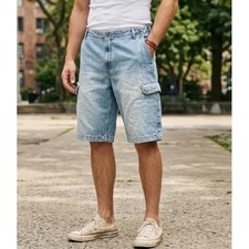 Vintage Levis Denim Cargo Shorts Mens 34 Light Wash Blue Cotton 695 02 Utility