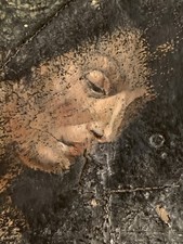 Tableau ancien huile composition mixte sculpture boulons femme mélancolie signé