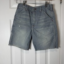 Polo Ralph Lauren Boys 12 Denim Shorts Paint Splatter Indigo Striped Carpenter
