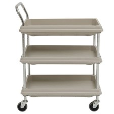 HUBERT® Utility Cart with 3 Deep Shelves Grey Plastic - 8 3/4"L x 27"W x 41"H