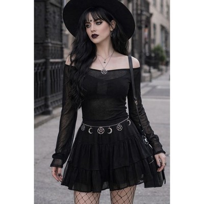 Sheer Crop Top W Small Black NWT  Goth Grunge Party Emo Whimsigoth Witchy Edgy