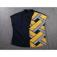 Shein Top Women Large Black Yellow Geometric Colorblock Modern Trendy Streetwear