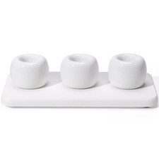 4-Pc Ceramic Toothbrush Holder Set, Short Quick-Dry Stone Tray, White