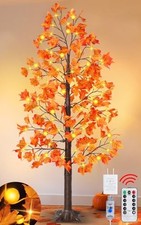 Remote Control&Timer - Fall Decor 6 Ft Artificial Lighted Prelit Fall Maple