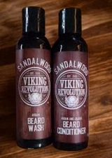 Viking Revolution Beard Wash & Conditioner Set w/Argan & Jojoba Oil Sandalwood 