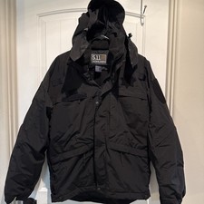 5.11 Tactical 3-in-1 Parka Jacket Mens Small Black New Hooded