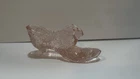 Vintage Fenton Pink Dusty Rose Button & Daisy Cat Head Glass Slipper Shoe 5 1/2"
