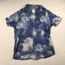Denim  Flower Ricky Singh Button Shirt Mens Large Blue Tie Dye Viscose