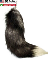 Real Fox Fur Tail Keychain Large Fluffy Genuine Fur Bag Pendant Cosplay FROM USA