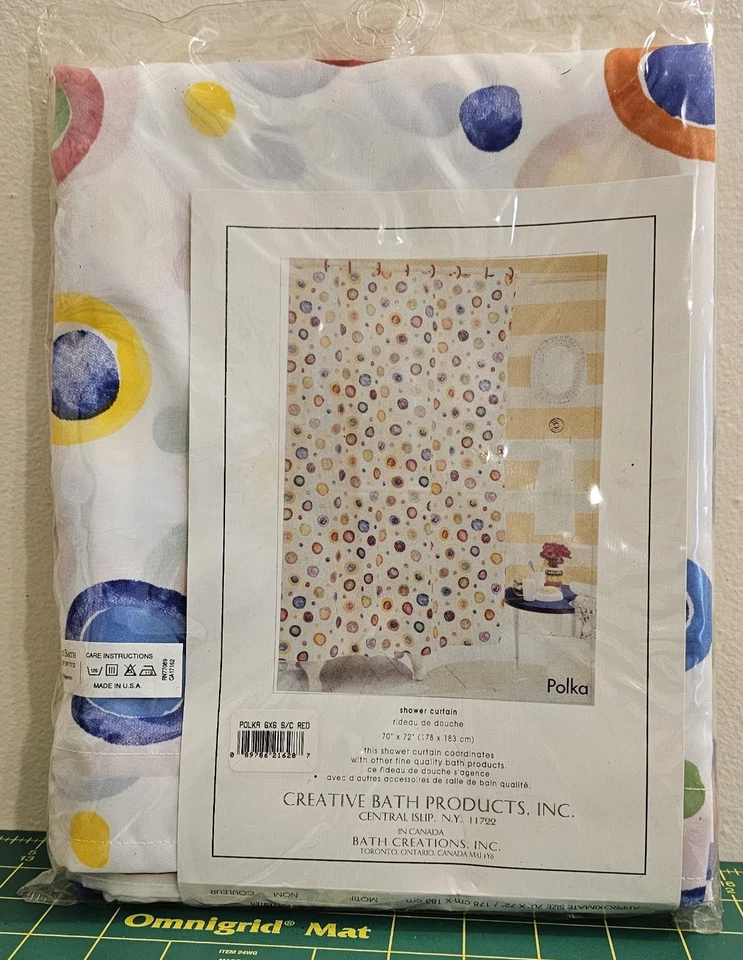 NOVO NA CAIXA VINTAGE CREATIVE BATH PRODUCTS INC.CORTINA DE CHUVEIRO 70×72 Polka, POLIÉSTER VERMELHO, V - Imagem 2 de 4