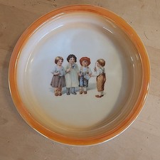 Vintage RCW Bavaria Childs Feeding Dish Bowl Porcelain/Ceramic Orange Luster