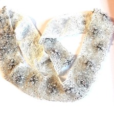 Vintage Ivory Crystals Lace Sash Belt Wedding Fine Fashion Dressing 32" Decor