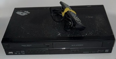 JVC DR-MV80B Dual DVD Recorder VCR Video Recorder Player Tested WITH REMOTE