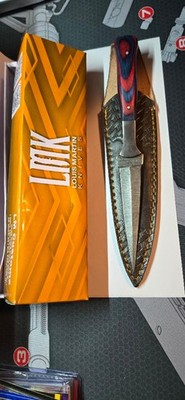 Custom Handmad Louis Martin Damascus Layered Knife Dagger w/ Sheath Double edge