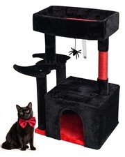 Gothic Cat Tree with Coffin Bed for Indoor Cats, Activity Tower with Scratchi...