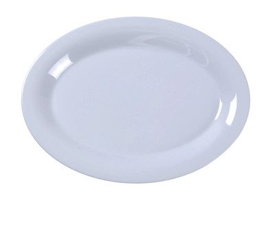 Yanco China MS-212WT Milestone White Melamine 12'' x 9'' Oval Platter - 1 Doz