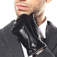 ELMA Winter Leather Gloves 9.5 ( US Standard Size ) Black (Cashmere Lining )