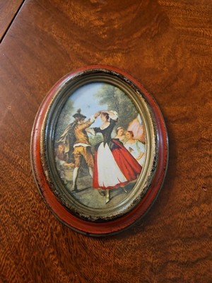 Vintage Florentine Small Oval Framed Print Made In Italy 6 1/4'' X 5''