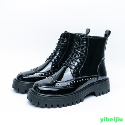 New Men's High Top Platform Studded Ankle Boots Wing Tip Brogue Colorblock Shoes