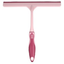 Shower Squeegee 9.8 Inch Cleaner Tool with Hole for Glass Window, Pink
