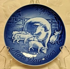 Bing & Grondahl Mother's Day Mors Dag 6" Plate 2003 Mom Pig with Piglets IN BOX