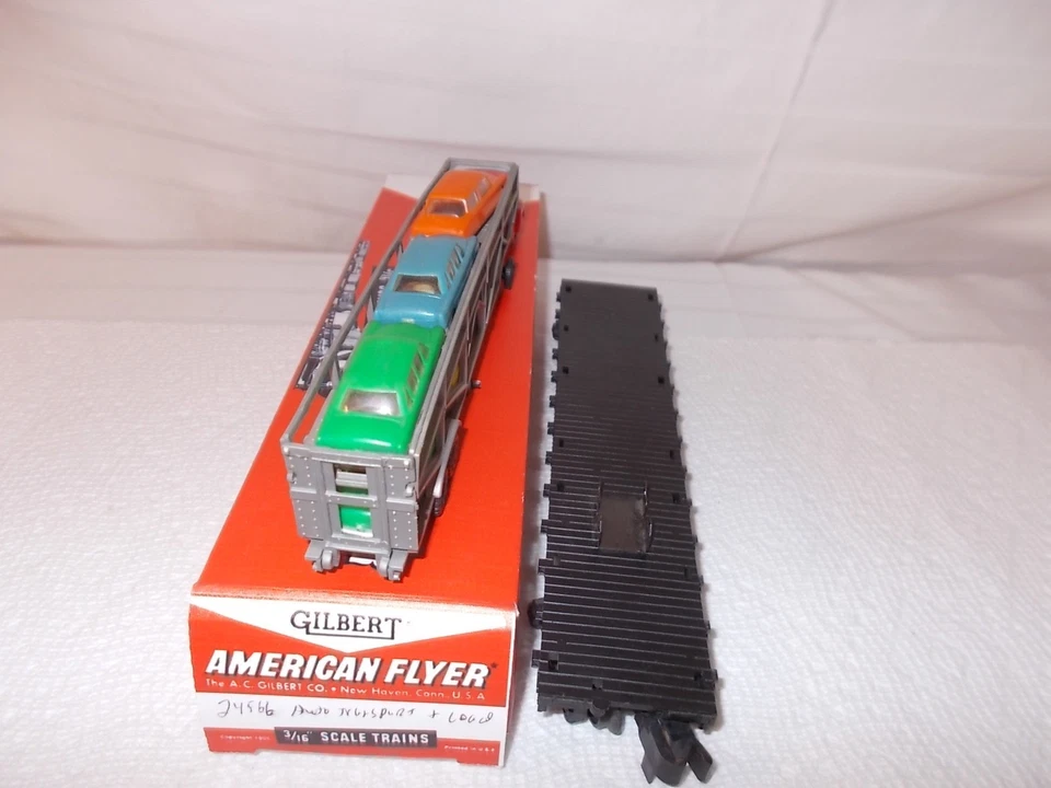 AMERICAN FLYER 24566 NICE NEW HAVEN FLAT CAR & AUTO TRANSPORT LOAD LOT #X-93 - Image 3 of 4