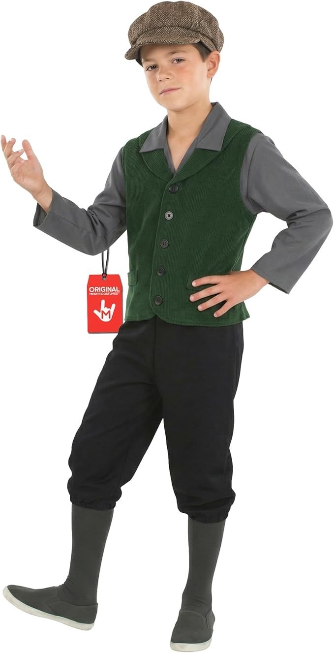 Disfraz Campesino Victoriano Niños M-XL Pobre Erizo Escuela Niño Vestido Elegante Halloween