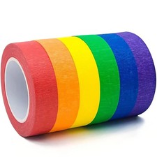 6 Rolls Colored Masking Tape colored Red, orange, yellow, green, blue, purple
