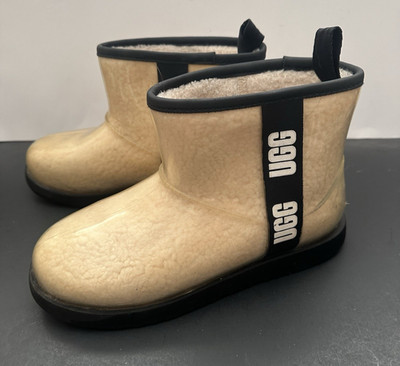 Women s UGG Classic Clear Mini Waterproof Transparent Boots 1113190 Sz  8 READ