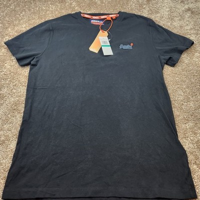 Superdry Mens Orange Label Vintage Embroidered Tee Black Organic Cotton M10003NS