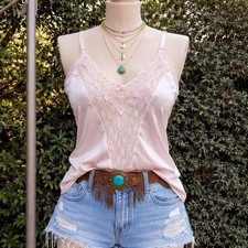 Vintage Body Lites Pink Lace Camisole   Women  s Medium   USA Made