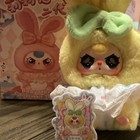 Baby Three Rabbit Plush Stuffed Animal Animation Pink Yellow White crying eyes  — photo 2