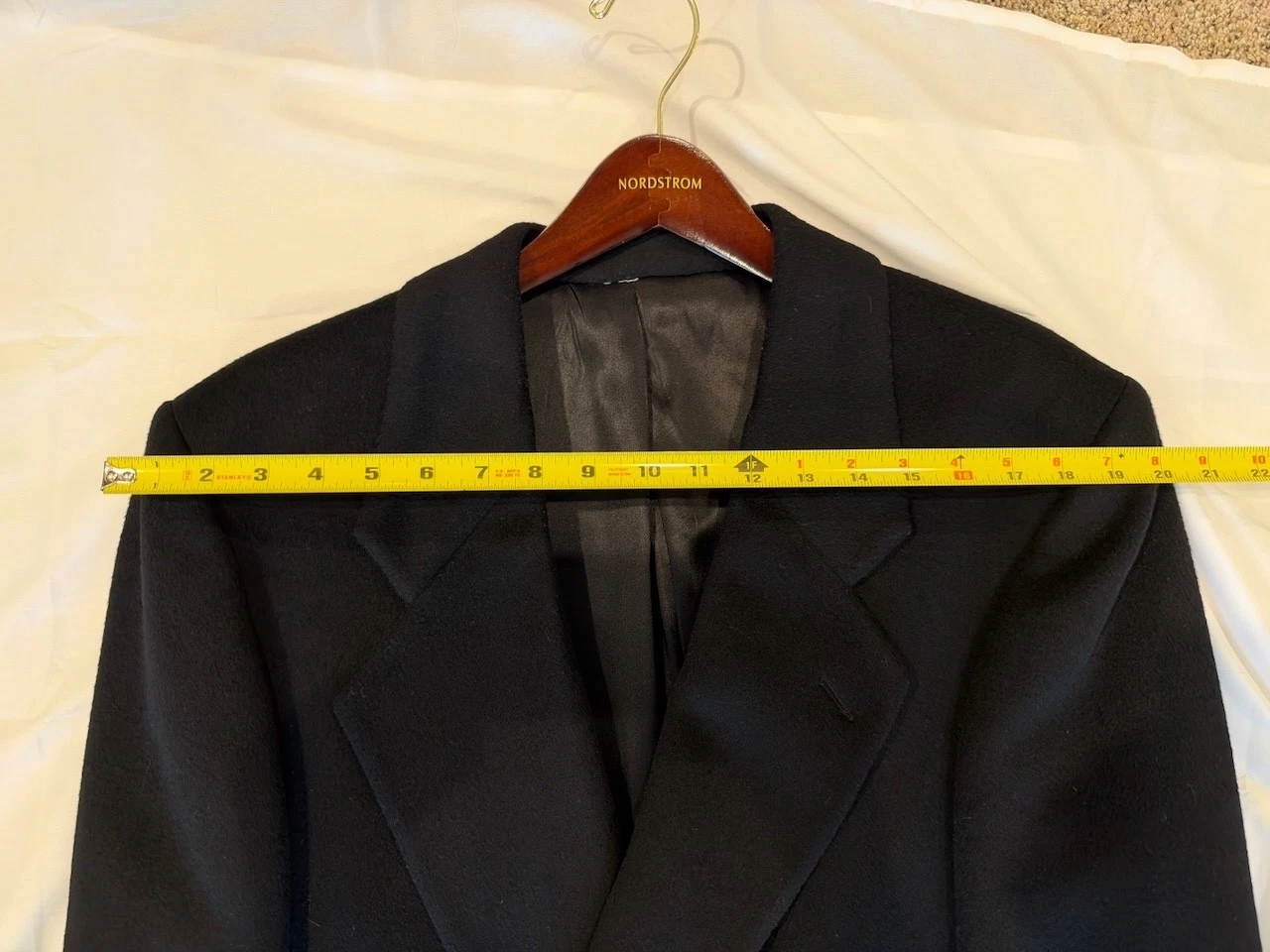 Perry Ellis Classic 80's Overcoat Mens 40 Black Double Breasted 100% Wool image 6