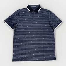 G/FORE Script Stripe Banded Sleeve Tech Pique Golf Polo Mens L Black Onyx, EUC