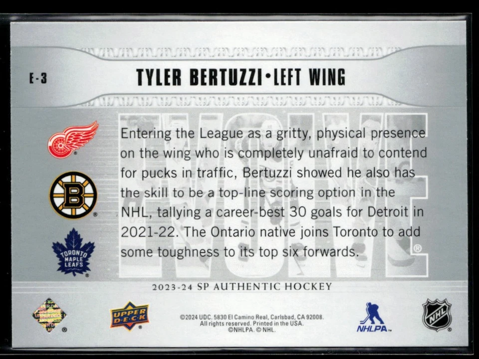 2023-24 SP Authentic Evolve #E-3 Tyler Bertuzzi - Image 2 of 2