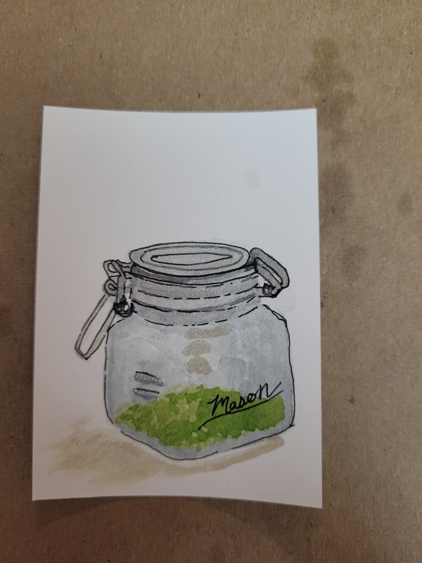 ACEO art card simple Jars, Watercolor Original Painting Signed By Artist