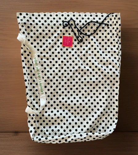NWT Kate Spade White Black Polka Dot ‘’Don’t Air Dirty Laundry’’ Laundry Bag 