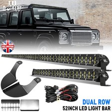 Dual Row 52" Led Light Bar +Brackets Mounts Fit Gutter Land Rover Defender +Wire