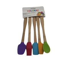 KOLORAE 5-Piece Silicone/Bamboo Mini Utensil Set