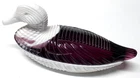 LG Wright Atterbury Purple Amethyst Milk Slag Glass Duck Covered Candy Dish 11"