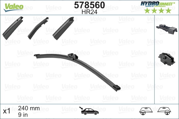 Valeo 578560 Wischerblatt FüR CitroëN, DS ,Ford, Jeep, Mercedes, Mini, Nissan-image