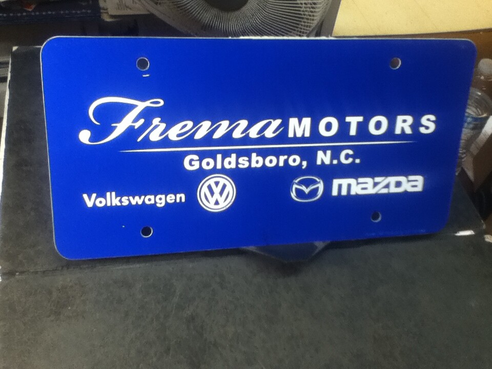 Dealership License Plate Freeman Motors VW Goldsboro NC Vintage Thin