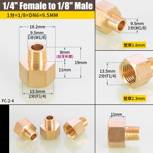 Brass Pipe Connector Female To Male Straight Adapter BSP Air Fuel Water Pipe - Picture 6 of 19