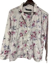 Lauren Ralph Lauren Women's Pajama Top Button Pink Floral Romantic Cotton XL