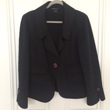 Ellen Tracy Dark Grey Woman's Single-breasted Wool/angora Jacket Us12 / Uk16