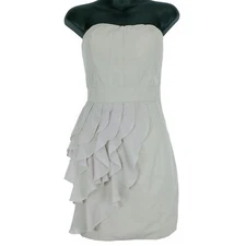 Ark & Co NWT Strapless Cocktail Dress Womens S Ruffle Neutral Party Cocktail