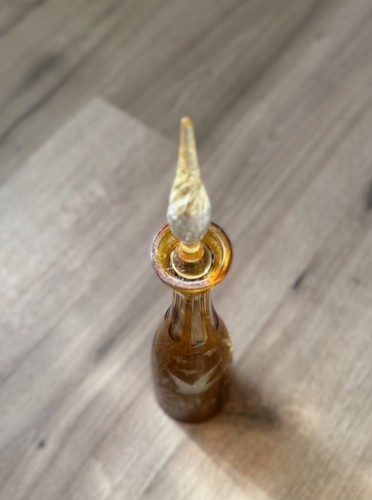 VINTAGE 1964 FAMOSA AUSTRIA CUT TO CLEAR YELLOW AMBER CRYSTAL DECANTER W/ Ducks - Picture 5 of 6