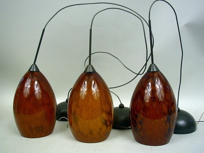 Blown Glass Pendant Ceiling Lamp In Light Medium Dark Brown